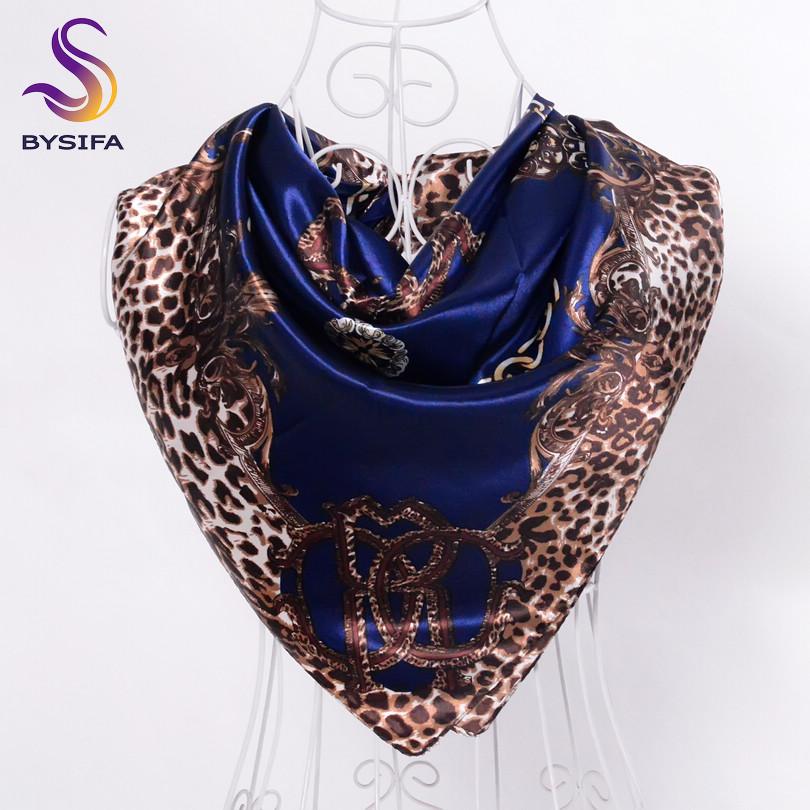 [BYSIFA] China Silk Scarf Shawl For Women  Winter Peony Chain Design Large Square Scarves Wraps Spring Autumn Head Scarves