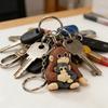 Monkey Holding Plush Toy Keychain 3D Printed Baby Monkey Hanging Keychain Cute Animal Bag Charm for Keys Backpack