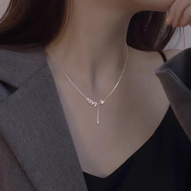 Titanium Steel Tassel Pearl Necklace with Zircon - Women's Luxury Clavicle Chain