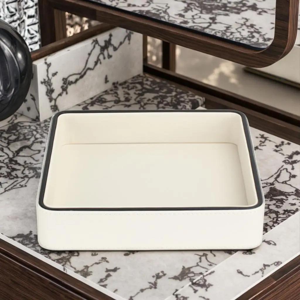 PU Leather Storage Box Living Room Decoration Home Entrance Jewelry Organizer Box Desktop Cosmetic Miscellaneous Tray Home Decor