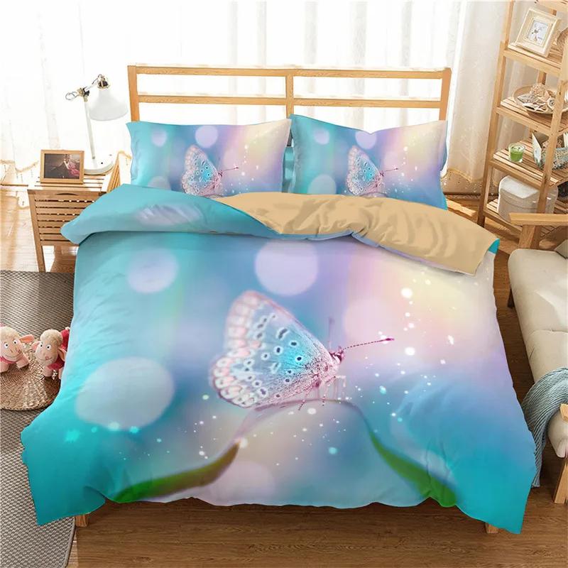 Comforter Floral Butterfly Flower Bedding Set Full King For Girls Women Botanical Flowers Comforter With 2 Pillow Cases
