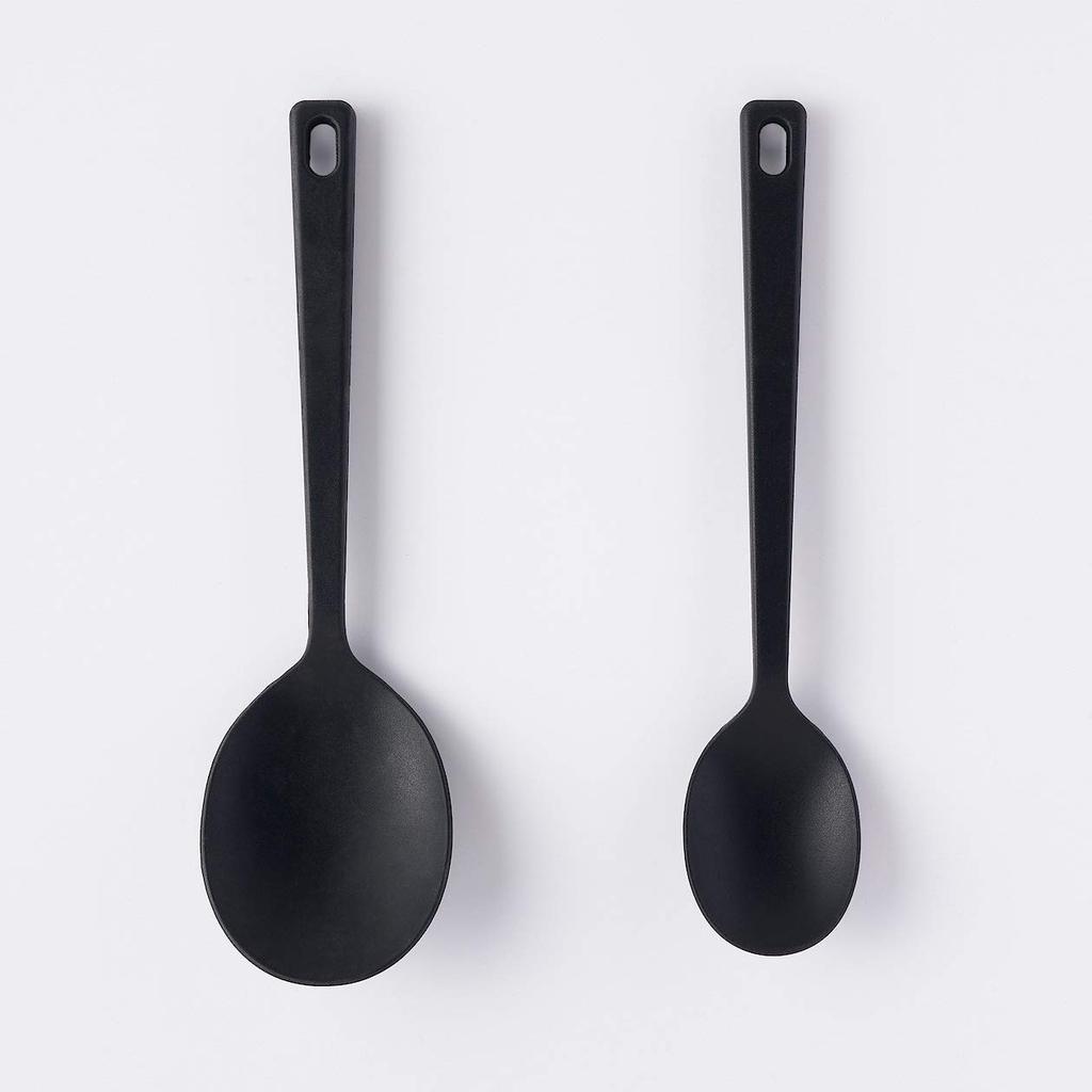 MUJI Silicone Cooking Spoon 25cm 82577105 (Small), Approx. Long, Black,