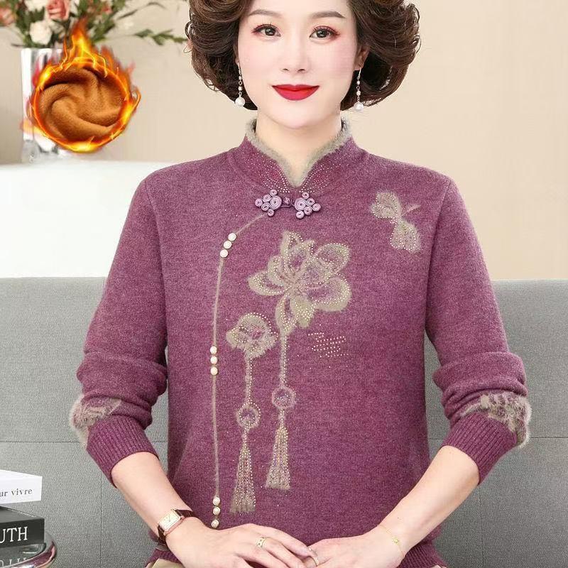 

Осень Зима Женский Свитер из Минковой Флисовой Ткани Толстый Теплый Свитер Свитер из Искусственной Минковой Флисовой Ткани Свободный Пуловер Вышитый Трикотаж L фиолетовый