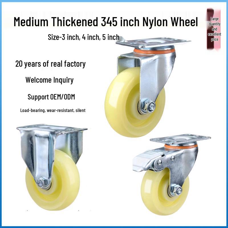 

Medium Duty Swivel Casters: 3 , 4 , and 5 Nylon Casters with Directional Brake for Industrial Trailers 3-inch Rigid Caster