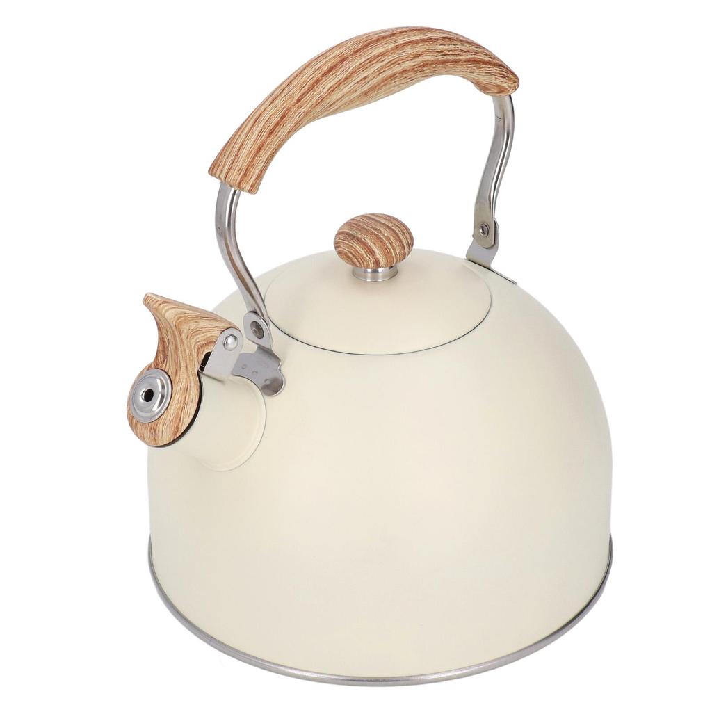 Whistling Kettle Stainless Steel Tea Kettle 2.5L Whistling Tea Pot Ergonomic Handle Teapot Beige