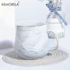 KEMORELA 1PCS 400ml Creative Gold-Rimmed Ceramic Coffee Cup Ceramic Material Oatmeal Breakfast Cup Suitable As a Holiday Gift