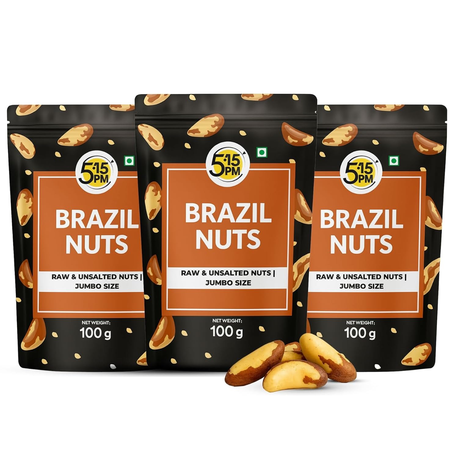

5:15PM Jumbo Brazil Nuts 100gm X Pack of 3 Raw Unsalted Whole Brazilian Nuts Multi-Purpose Snack