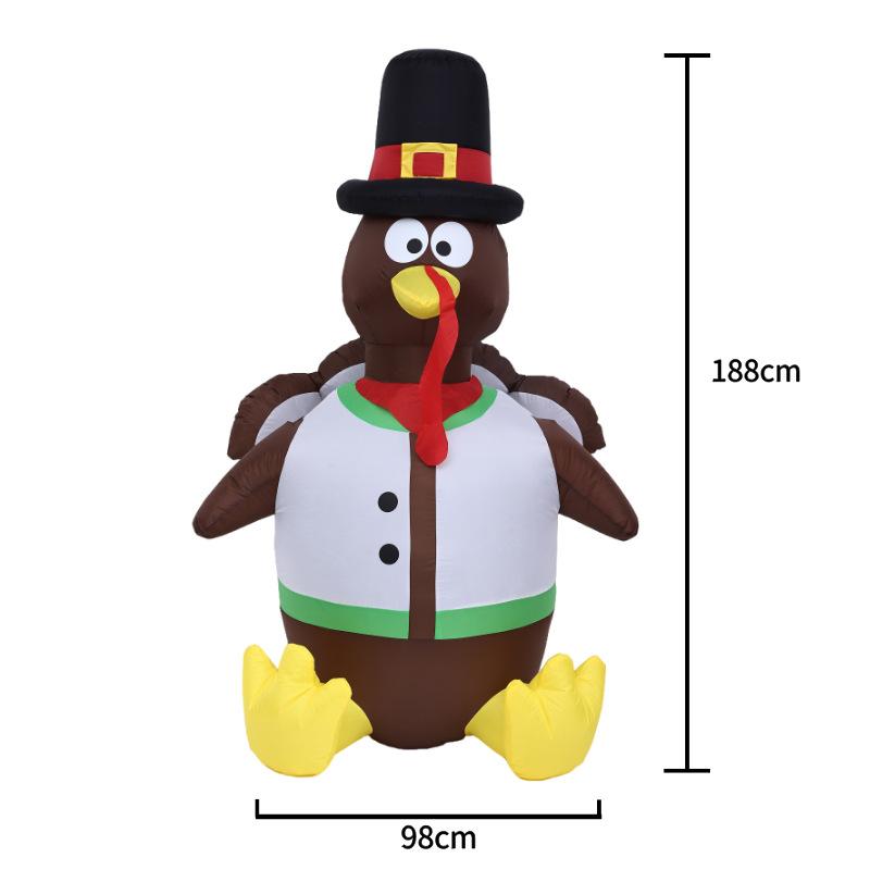 1.8M Inflatable White Turkey with Colorful Lights Thanksgiving Yard Decoration