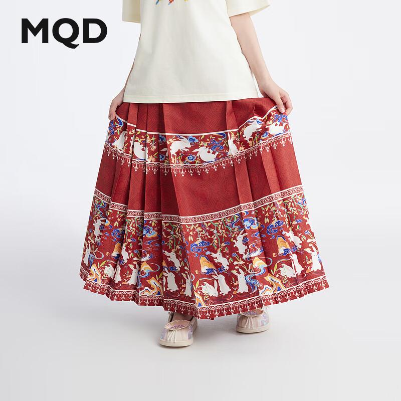 MQD Girls  New Chinese Style Floral Rabbit Half-Skirt 110