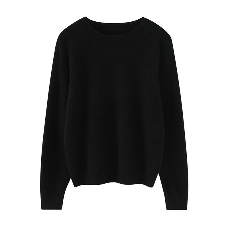 Women's 100% Cashmere Round Neck Pullover - Stylish Solid Color Knit Sweater