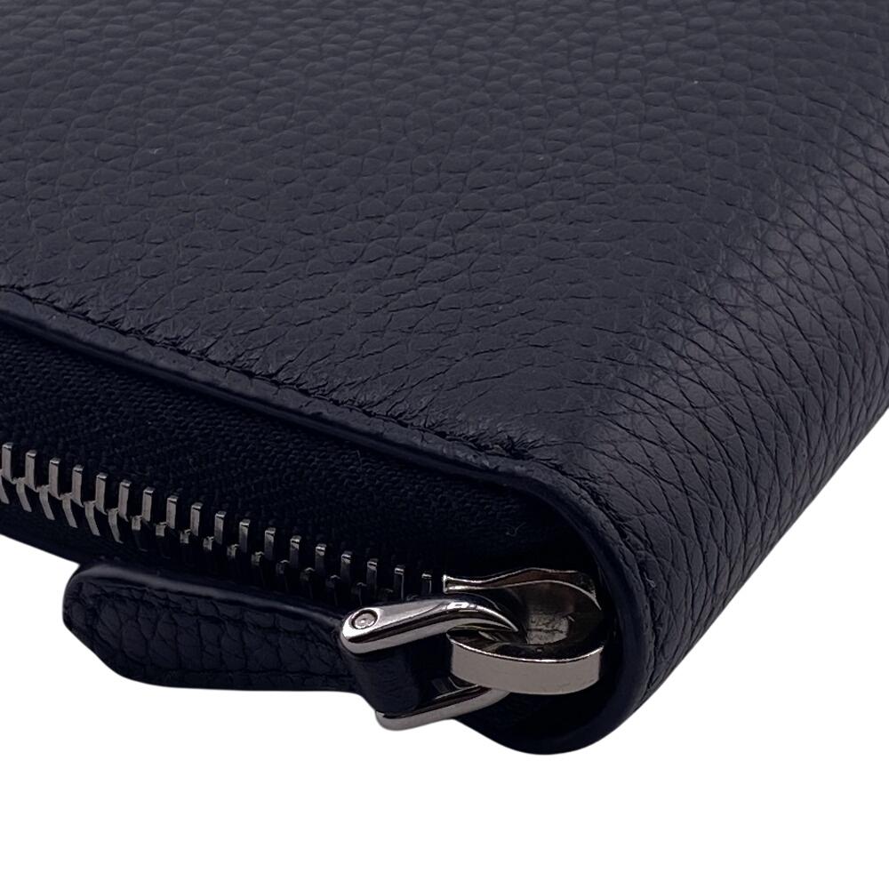 PRADA 1ML506-2BBE Zip Around lettering logo leather Purse black leather unisex Used
