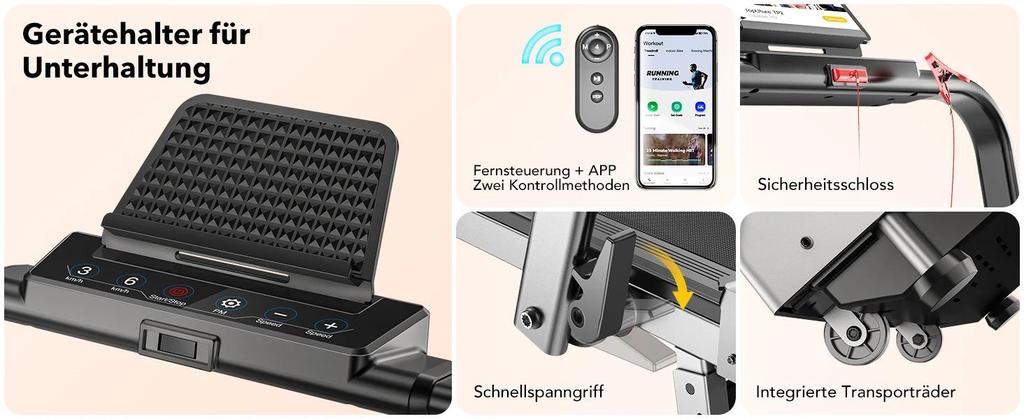 New Toputure 2-in-1 Foldable Treadmill for Home 12km/h Speed, 7% Incline, 2.5HP Motor, Dual LED Display, App Control & Speaker