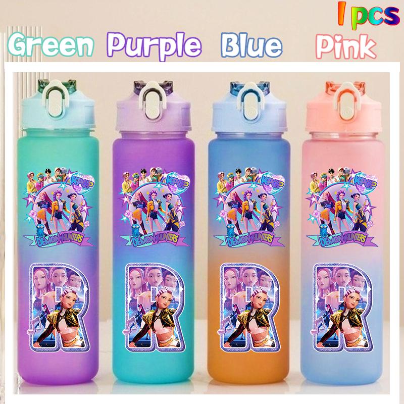 750ML KPOP Demon Hunters Cijfers 0-9 Letters A-Z HUNTR/X Rumi Mira Zoey Kleurverloop Waterbeker Saja Jongens Rietjesfles Cadeau only Purple 1pcs