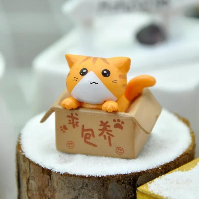 Home Decoration 4 Pcs Kawaii Mini Cat Ornament Garden Kitten Statue Gift Children Baby Room Toy Miniature Figurine Home Decor