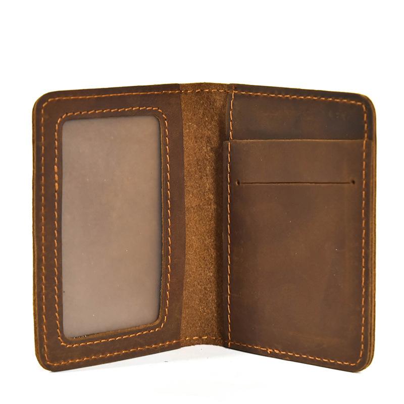 Leather Short Wallet Retro Leather Durable Men'S Wallet Crazy Horse Leather Document Wallet Simple Card Bag Driver'S License