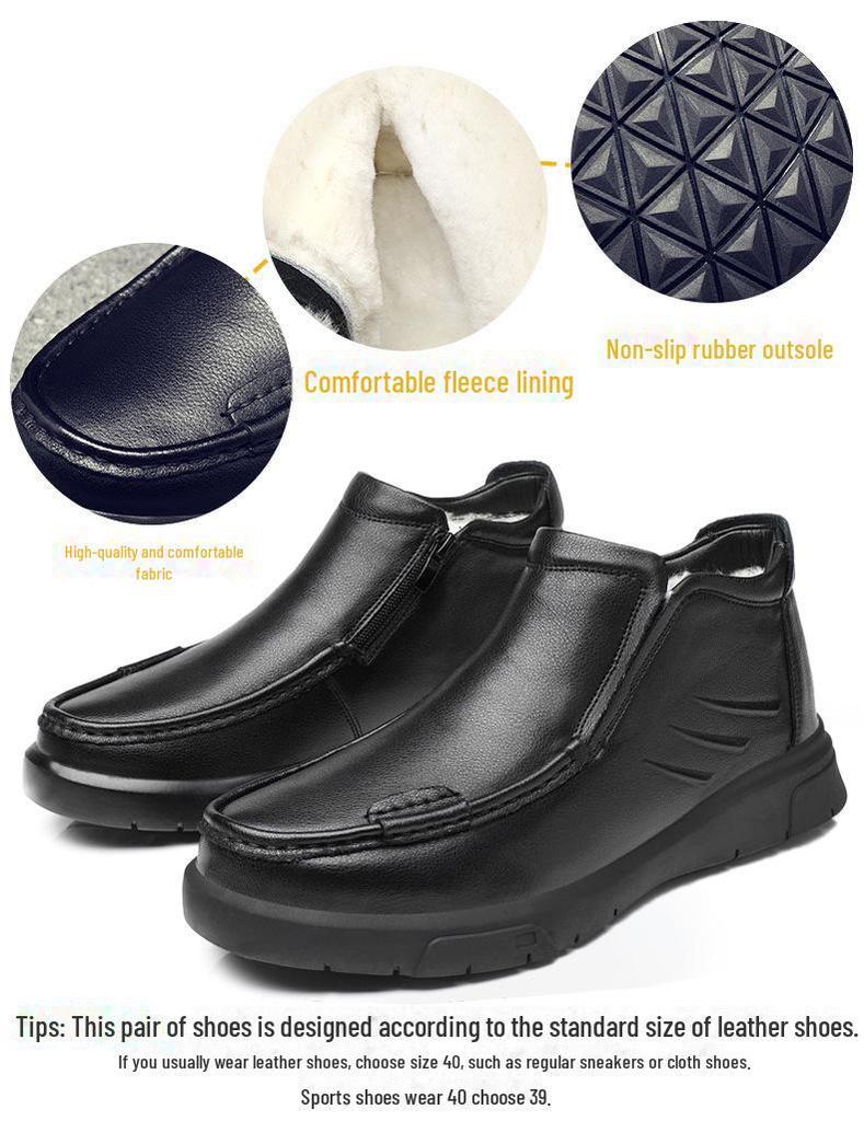Herren Winter Echtleder Wollfutter Freizeitschuhe mit Samtverdickung