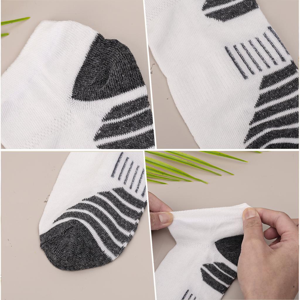 10Pairs Men Black White Grey Towel Bottom Sweat Absorbent Anti Odor Breathable Non Slip Ear Loop Short Socks for Running Sport