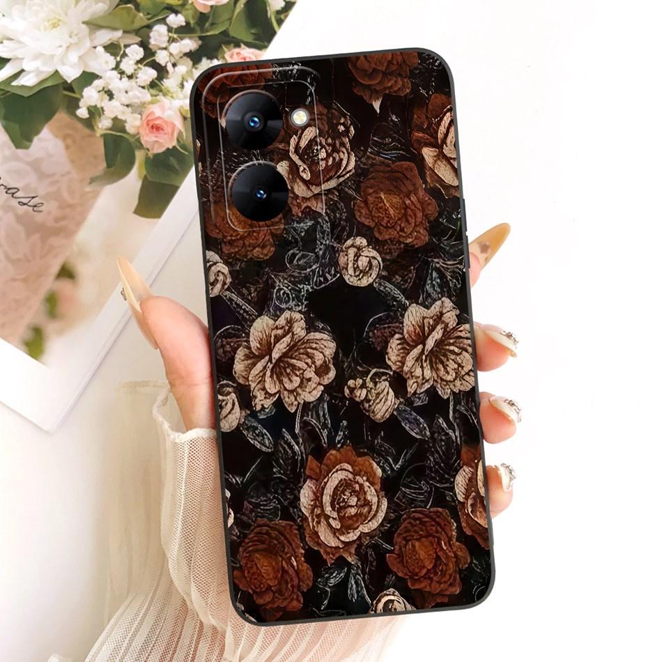For Realme V30 V30t RMX3618 RMX3619 Cute Cat Flower Cartoon Phone Case For RealmeV30 V30T 5G Soft Silicone Cover Bumpers