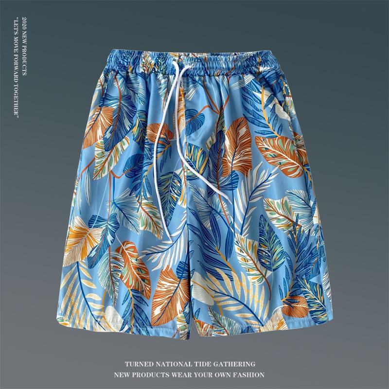 Men's Loose Plus Size Hawaiian Floral Beach Shorts - Quick-Dry, Trendy, Five-Point Design for Couples