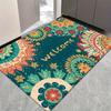 1pc Vibrant Welcome Floral Print Area Mat - Machine Washable, Absorbent Polyester Mat with "WELCOME" Design for Entryway, Kitche