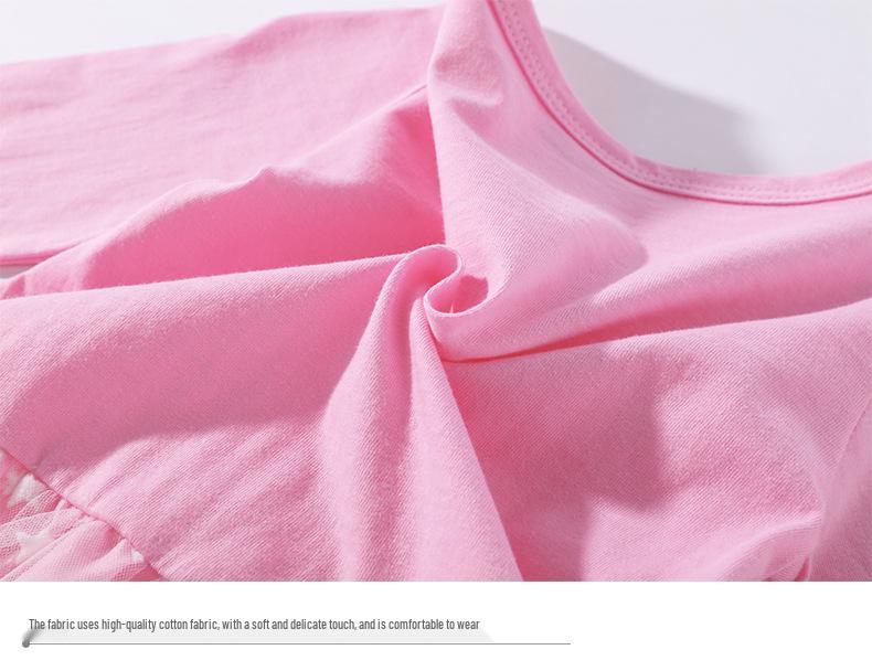 Korean Style Girls' Dress: Short Sleeve Summer & Long Sleeve Spring/Autumn Star Mesh Princess Skirt
