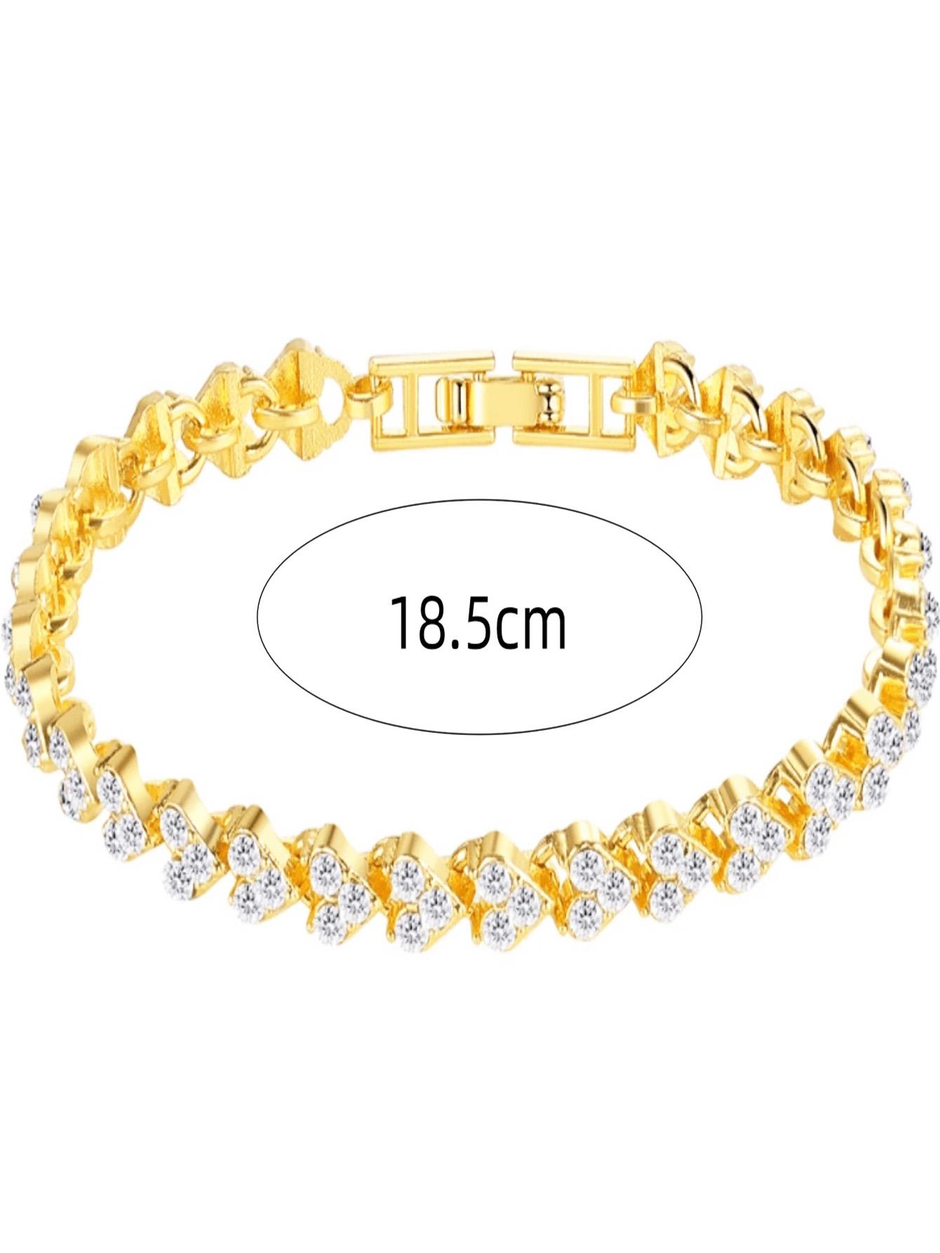 

1pc Light Luxury High-End Shiny Heart-Shaped Full Rhinestone Bracelet Suitable For Women s Daily Wear, Festivals, And Parties Va