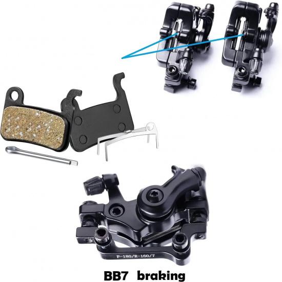 Bike Disc Brake Kit, 2pcs 160mm Stainless Steel Rotors, Calipers, Lever & Cables for Front & Rear