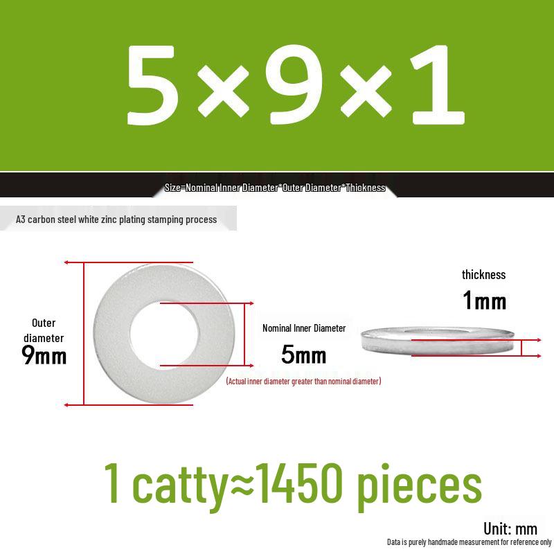 Extra Thick Galvanized Iron Flat Washer, Round, M3-M62