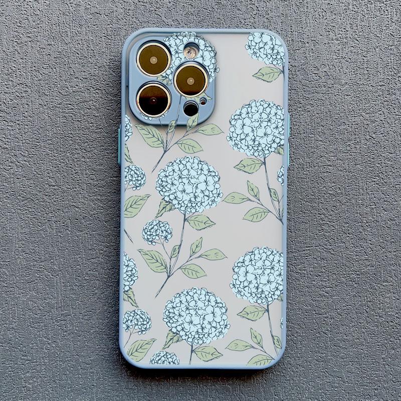 Art Flat Flower Pattern Protective Phone Case For iPhone 11 12 Mini 13 Pro Max 16 15 14 Pro Max Plus 7 8 Plus X XR XS Back Cover