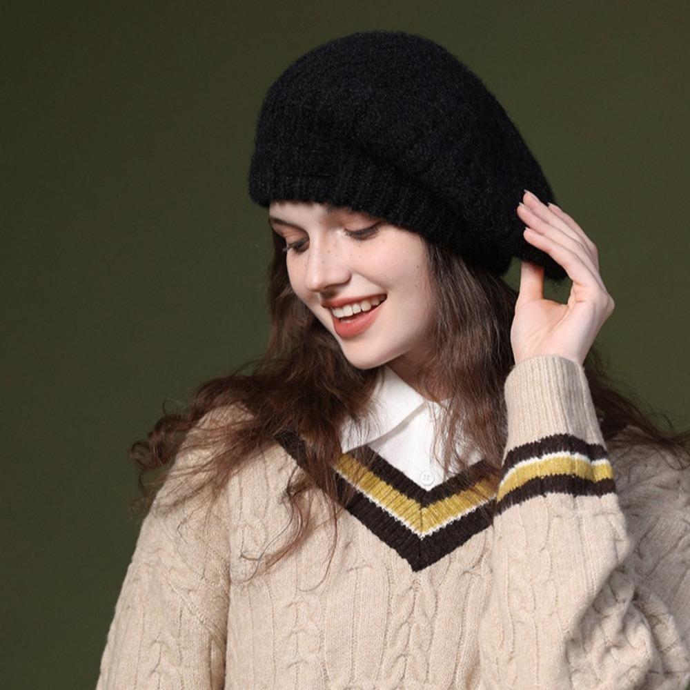 Elastic Knitted Berets British Style Artist Hat Fashion Newsboy Cap Outdoor