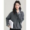 Stand-up Collar Velvet Half-zip Sweatshirt for Women Autumn and Winter New Thickened Warm Plaid Splicing Top