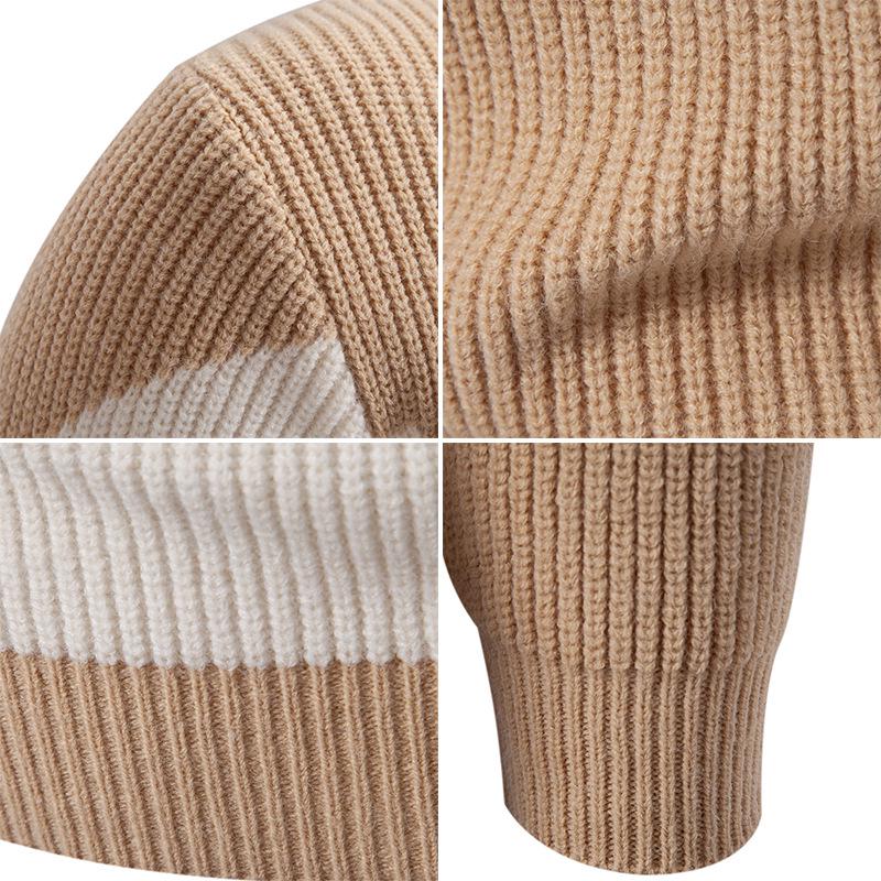 Men's Winter Thick Knit Color-Block Patchwork Sweater