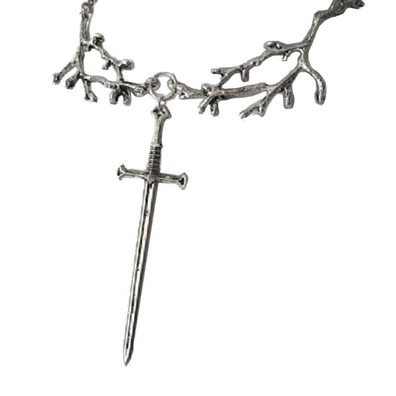 Punk Sword-Pendant Necklace Gothic Tree Branch Chain Sword-Hip Hop Silver Y2k Necklace Jewelry Medieval-Ornament Gifts