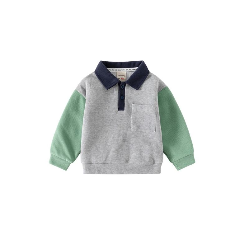 Kids Lapel Sweater Spring and Autumn Children's Clothing Boy's Square Collar Pocket Top K-style Baby Boy's Polo Shirt Pullover