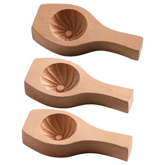 Küchenhelfer für Teigtaschen Holzbrötchenform mit Griff, Manuelles Baozi-Pressform, Backzubehör Einfache DIY Ravioli Teigpresse