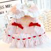 Dog Clothes Autumn and Winter Thick Princess Skirt Striped Fresh Sailor Cotton Coat Small Dog Pet Supplies