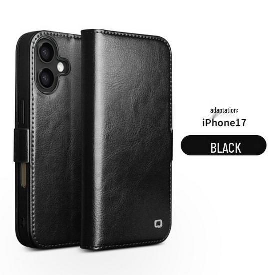 Chali Shi Genuine Leather iPhone 17 Pro Max Flip Case with Magnetic Buckle, Air Stand, and Card Slot