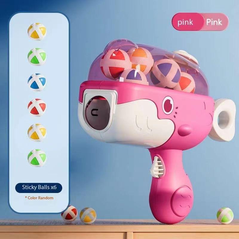 Cute Cartoon KidsWhale Sticky Ball Gun Indoor and Outdoor Parent Child Interactive Shooting Competition Puzzle Toys for Children