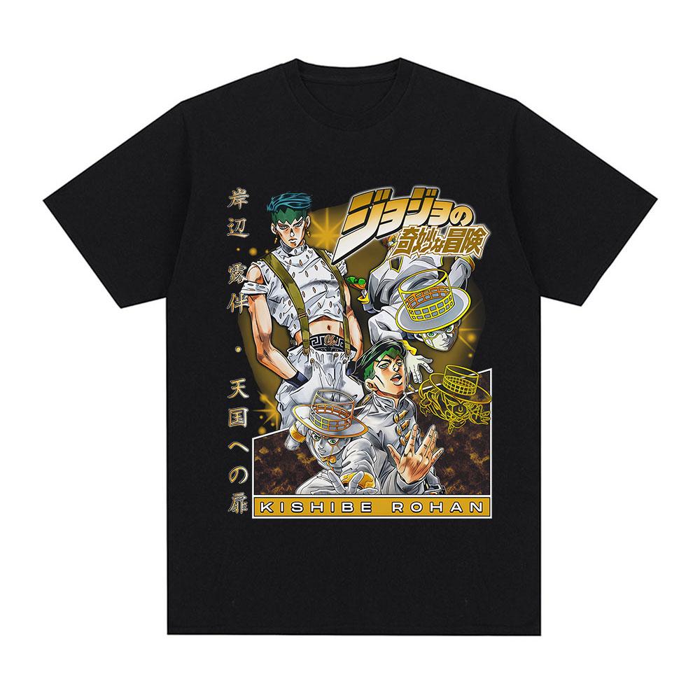 

Anime Jojo Bizarre Adventure Rohan Kishibe T Shirts Unisexs Women Summer Casual Cotton New Short Sleeves Oversized Top Streetwear M