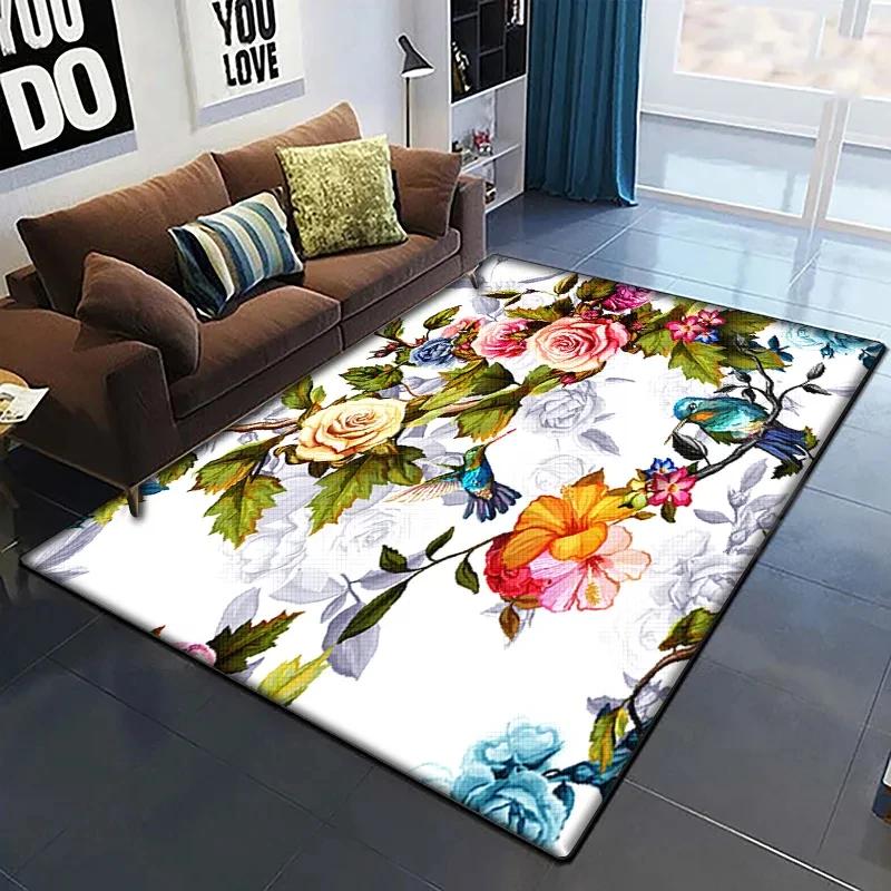 Rose Flower Print Carpet Living Room Rugs Anti-Slip Bedroom Bathroom Home Sofa Decor Floral Floor Mats Balcony Hallway Doormat