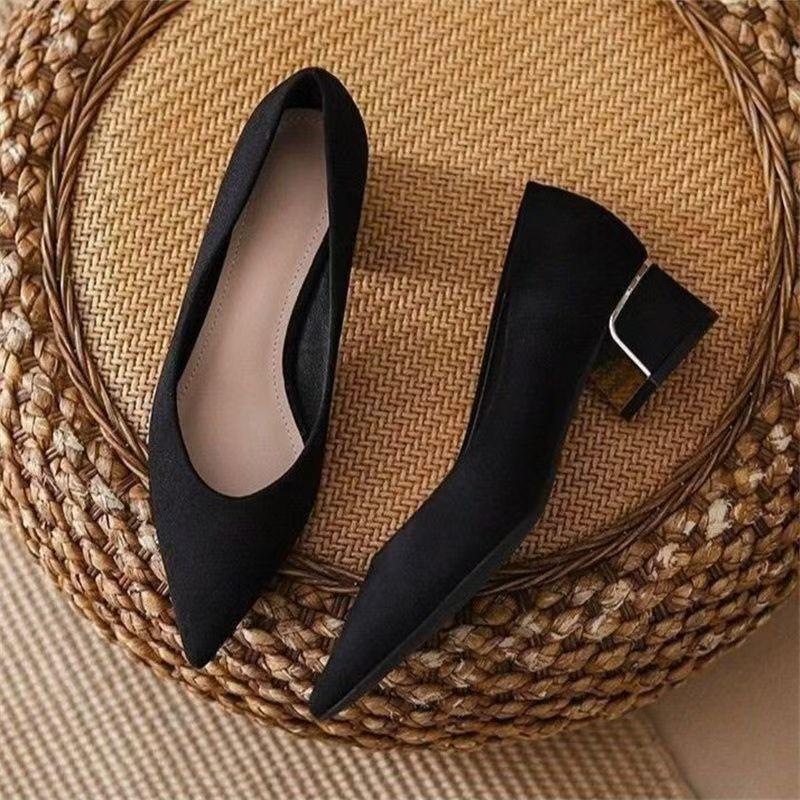 Women's Flat-soled Soft-soled Professional Dress Work Shoes Women's Shoes Versatile Temperament Leather Shoes Black Single Shoes
