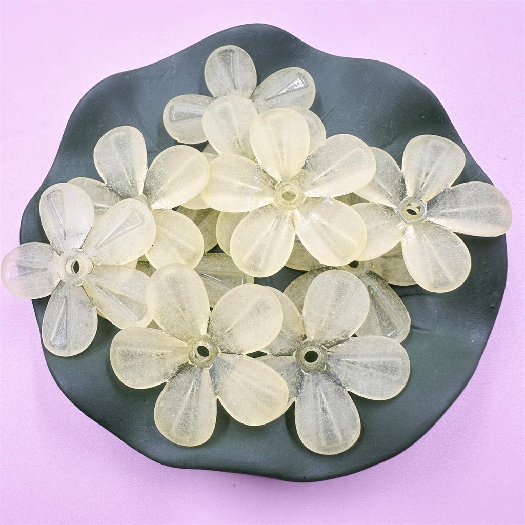 50Pcs Receptacle Frosted Semi Transparent 28.5mm DIY Making Handmade Material 5 Petals Flower DIY Earring Hair Jewelry Accessories