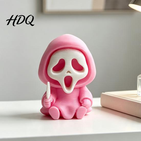 Cute Dark Aesthetic Room Accessories Halloween Ghost Statue Cartoon Skeleton Sculpture 3D Printed Textures Miniature Gothic Home Decoration Compact
