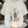 Disney Zootopia Judy Hopps and Nick Wilder Pattern Tshirt Breathable Round Neck Short Sleeve Print Womens Clothing Cotton