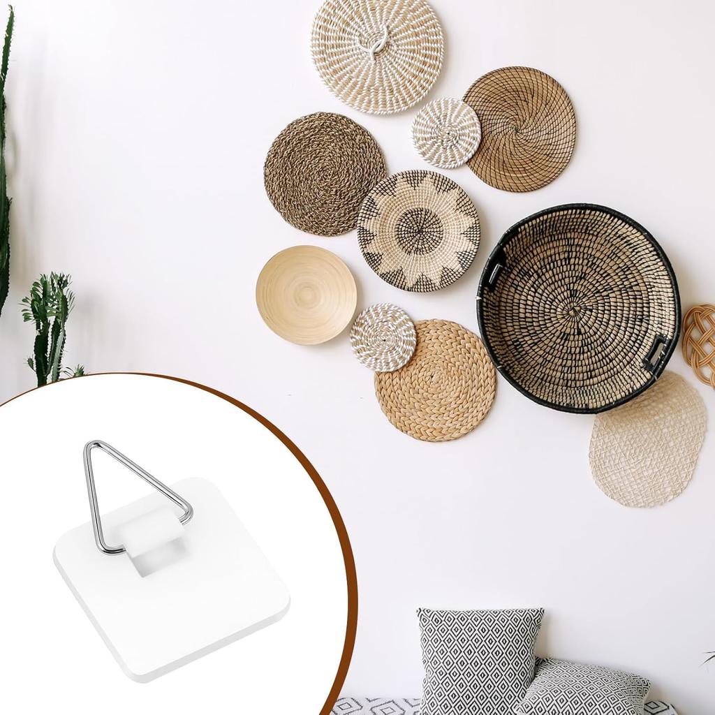 30 Pcs Invisible Adhesive Plate Hangers, Foamboard Picture Hanging Hooks Without Nails Plastic Sticky Photo Hooks for Home Wall Art Photo Frame