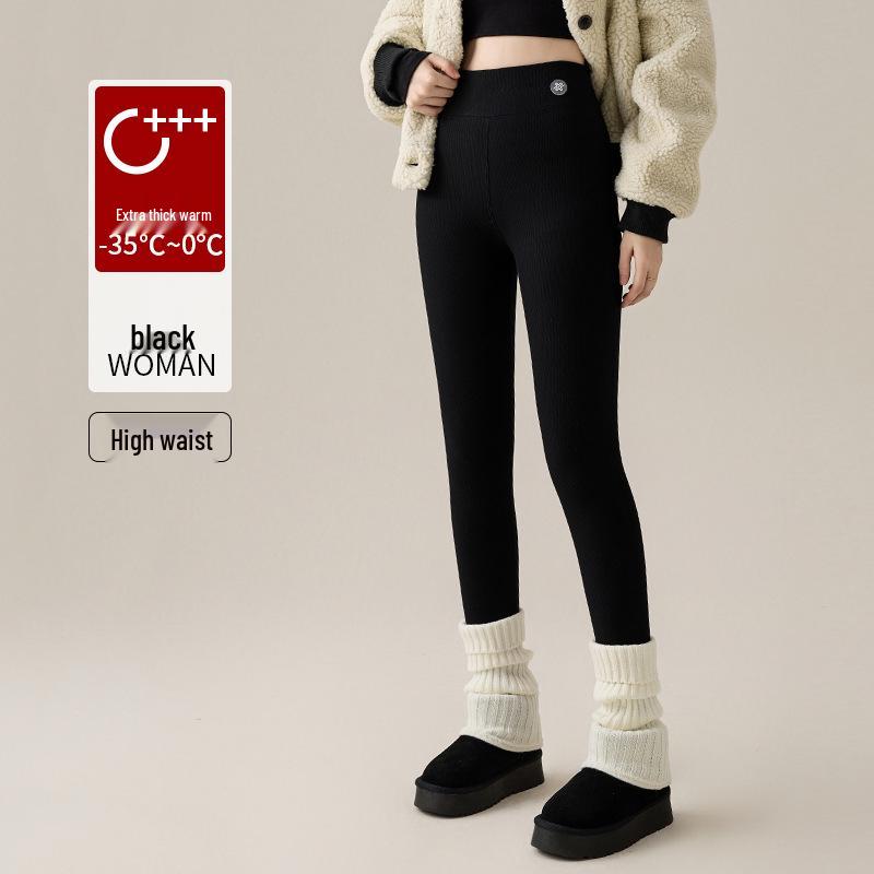 

Очень толстые плюшевые зимние леггинсы с высокой талией - обтягивающие шерстяные брюки для женщин 3XL (160-185 lbs)