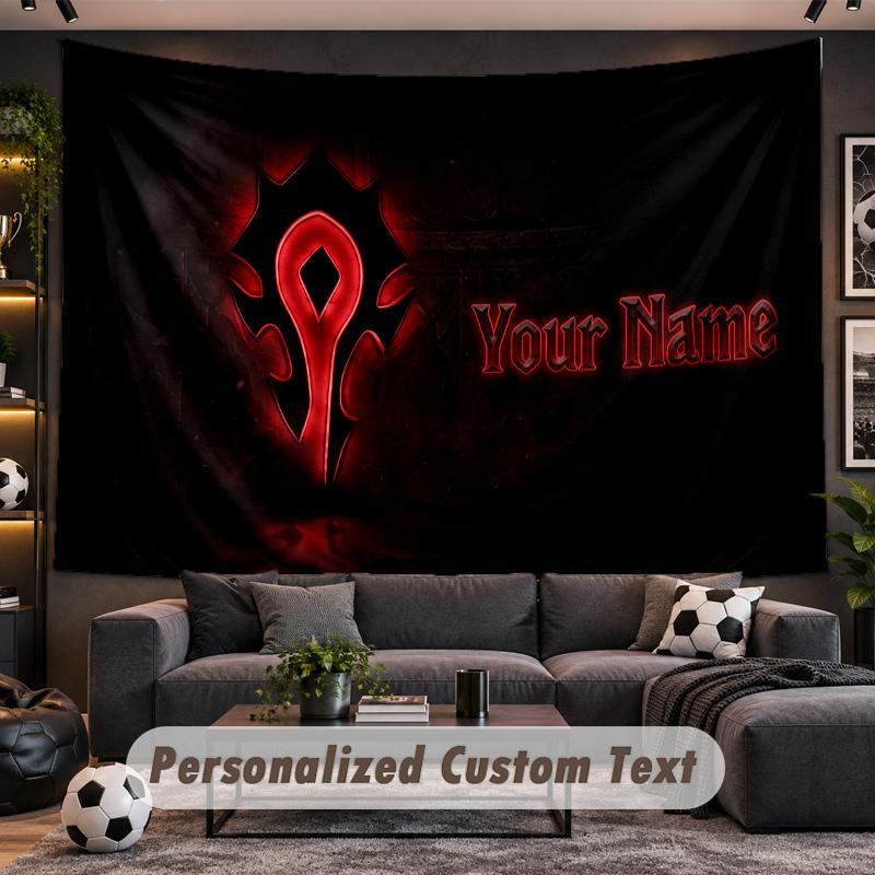 World of Warcraft Personalized Tapestry Support Custom Name, Wall Art Home Decoration