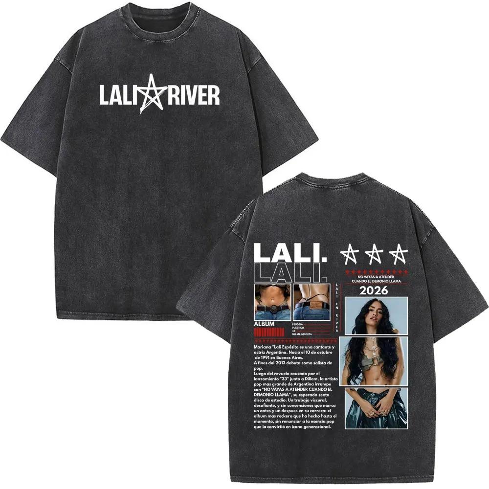 

Singer Lali River Tour 2026 Print Vintage Washed T Shirt Men Women Fashion T-shirts Loose Casual Oversized T-shirts L