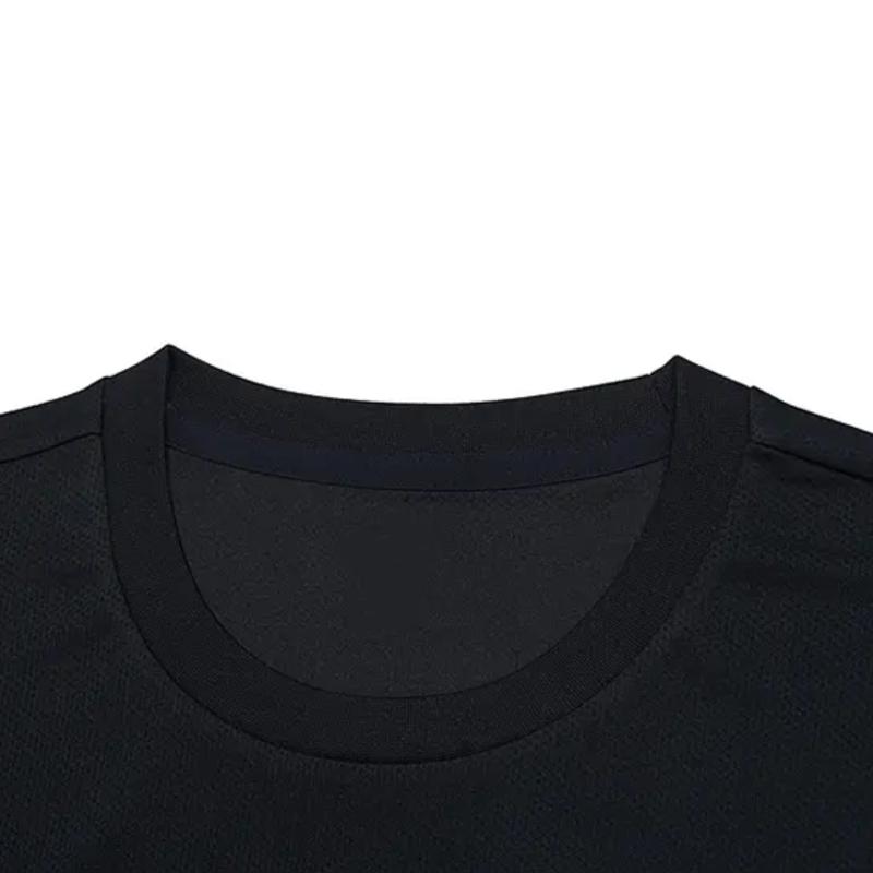 Li-Ning Plain Logo Simple Versatile Comfortable Breathable Pullover Short Sleeve Casual Sports Suit Unisex suit Black AHST347-1+AKLU881-1