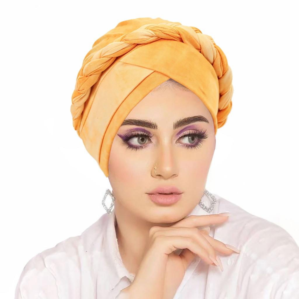 Muslimske kvinner Flette Hijab Turban Kemo Stretchlue Hodeplagg Islamsk Bonnet Hodeplagg Lue Dekkhatt